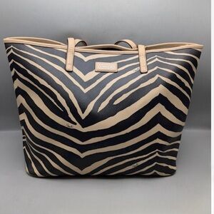 Coach Black & Beige Zebra Print PVC Park Metro Tote Bag Authentic